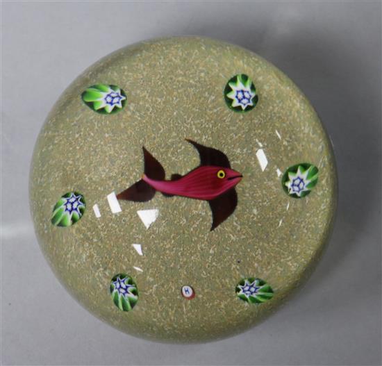 A Paul Ysart fish paperweight, beige ground